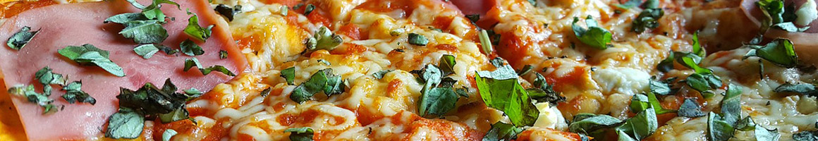 Eating Pizza Chicken at Brown's Chicken restaurant in Downers Grove, IL.